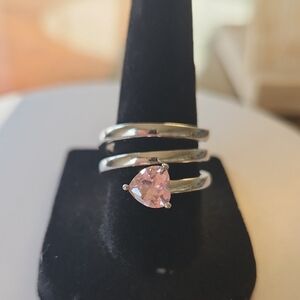 Pretty Bird Jewelry White Gold Plated Wrap Ring with Pink CZ Stone